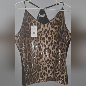 Grace Karin Animal Print Sequin Tank Top